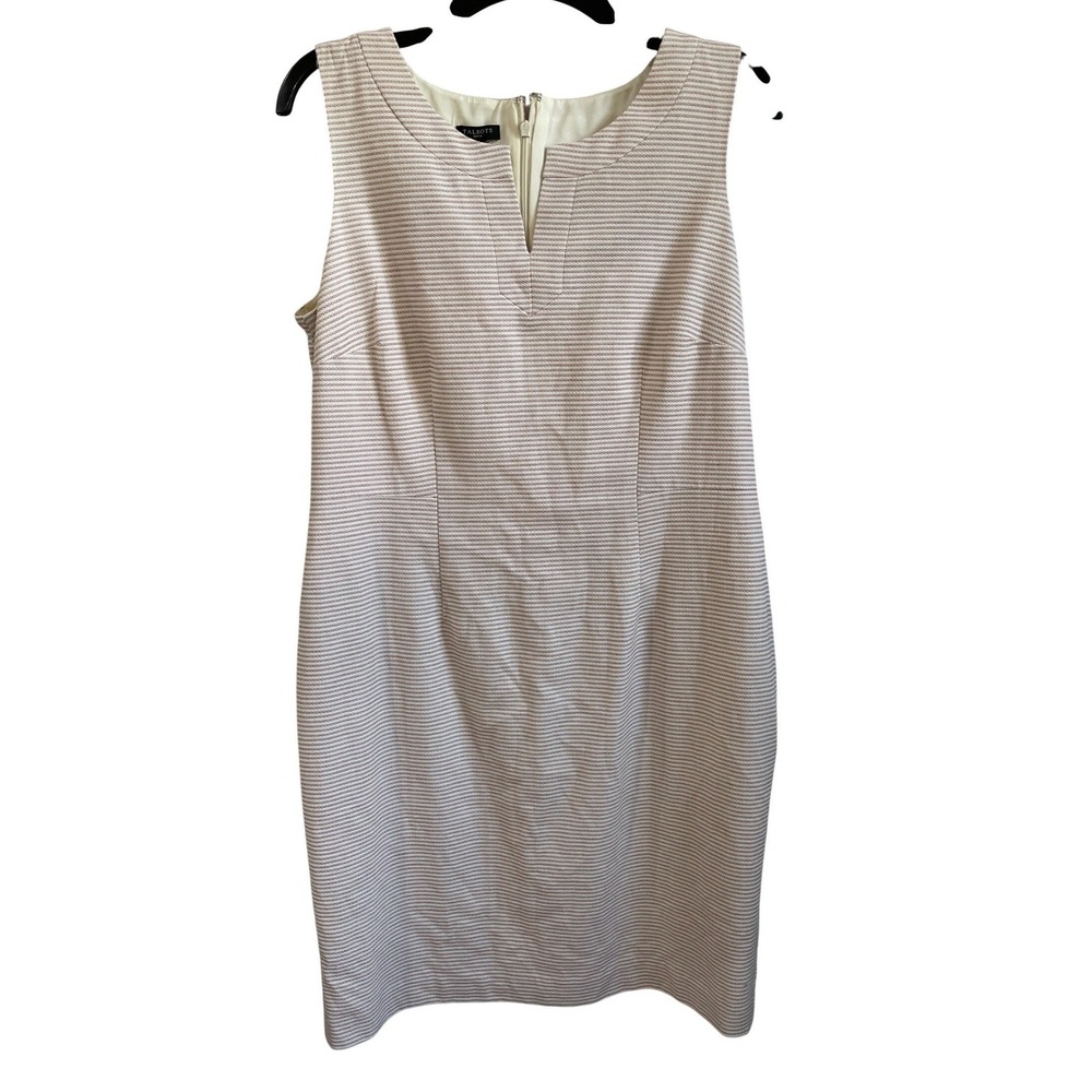 Talbots Biscay Fresh Stripe 12P‎ Sleeveless Sheath Dress Textured Nautical NEW